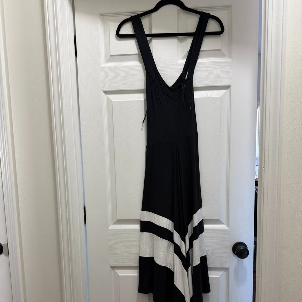Black & White Criss Cross Straps Back Asymmetrical Hem Dress Size S NWOT